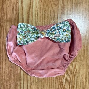 Diaper Cover Mauve Corduroy With Large Floral Bow on Back Size 2